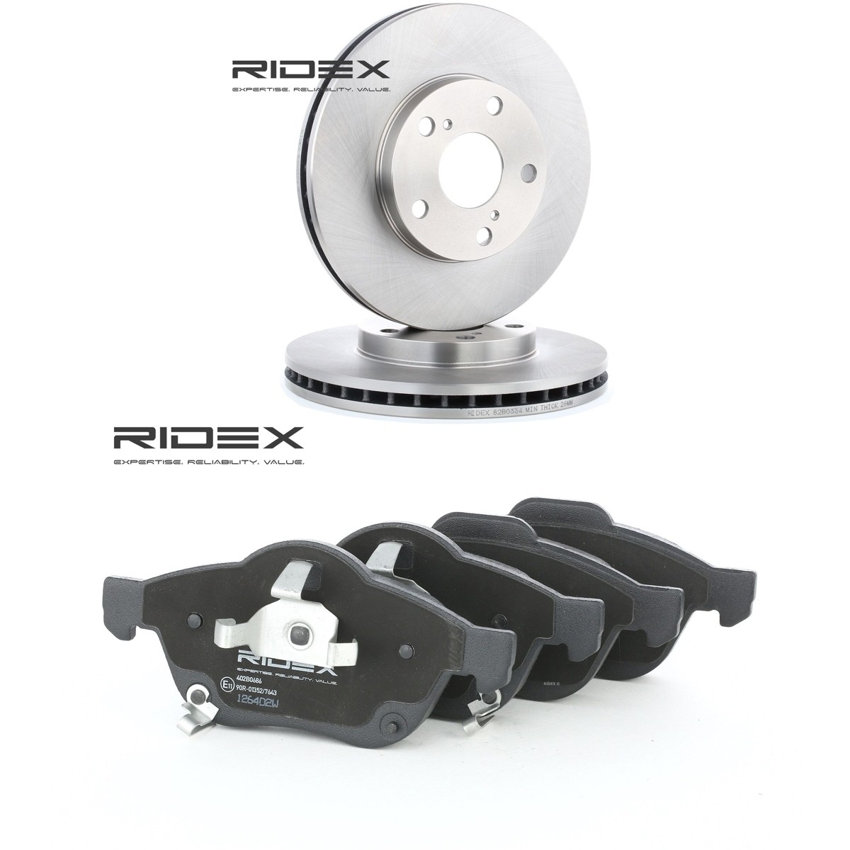 RIDEX Brake discs and pads set Article number: 3405B3056 cheaply