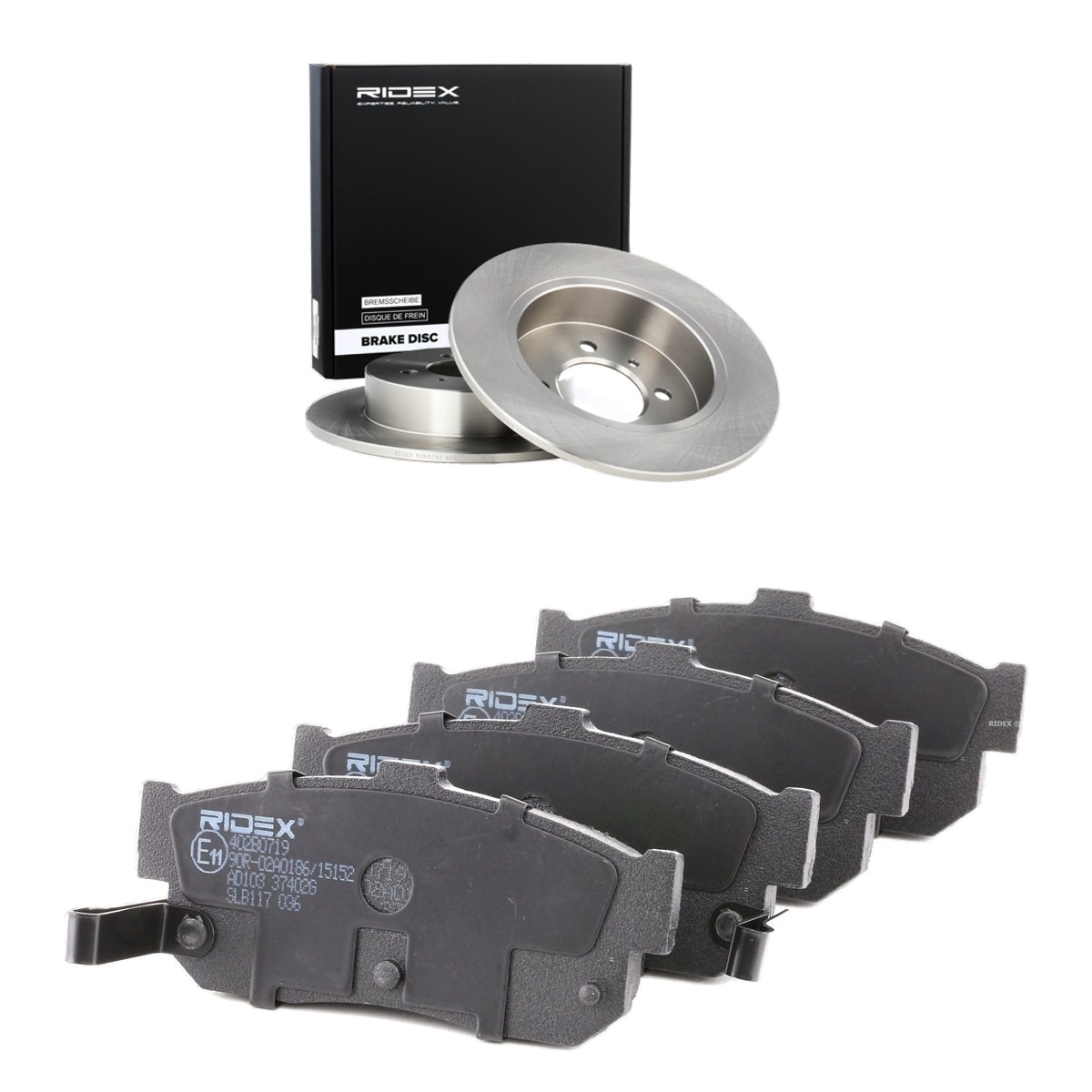 RIDEX Brake discs and pads set Article number: 3405B3349 cheaply
