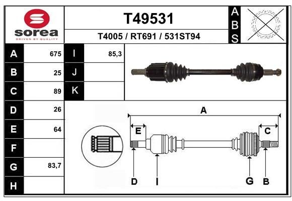 EAI Drive shaft Article number: T49531 cheaply
