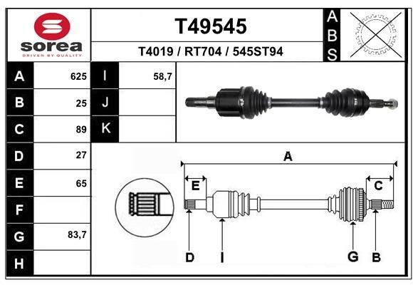EAI Drive shaft Article number: T49545 cheaply
