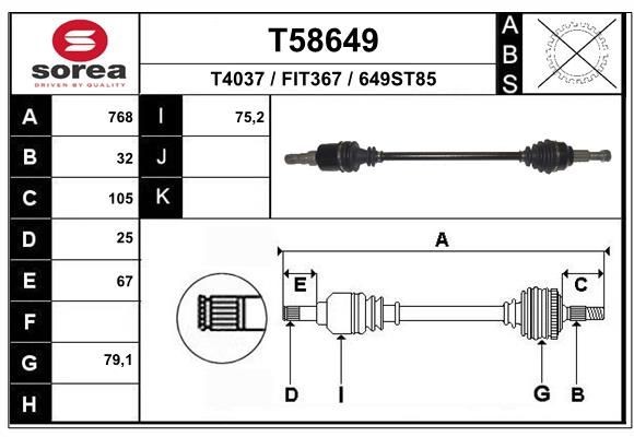 EAI Drive shaft Article number: T58649 cheaply