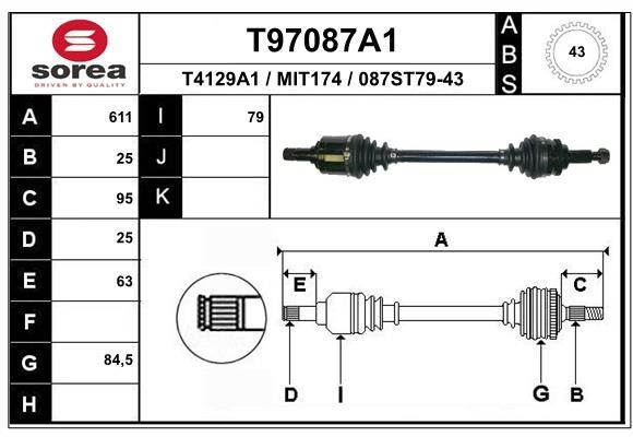 EAI Drive shaft Article number: T97087A1 cheaply