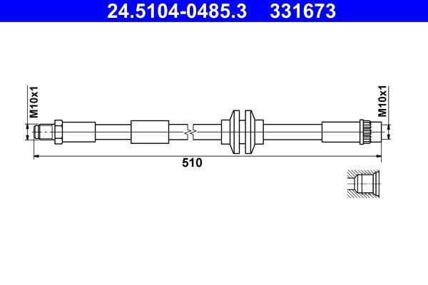 ATE Brake hose Article number: 24.5104-0485.3 cheaply