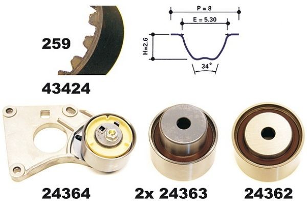 MAPCO Timing belt kit Article number: 23424 cheaply