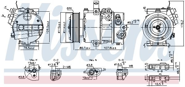 NISSENS Air conditioning compressor Article number: 890751 cheaply