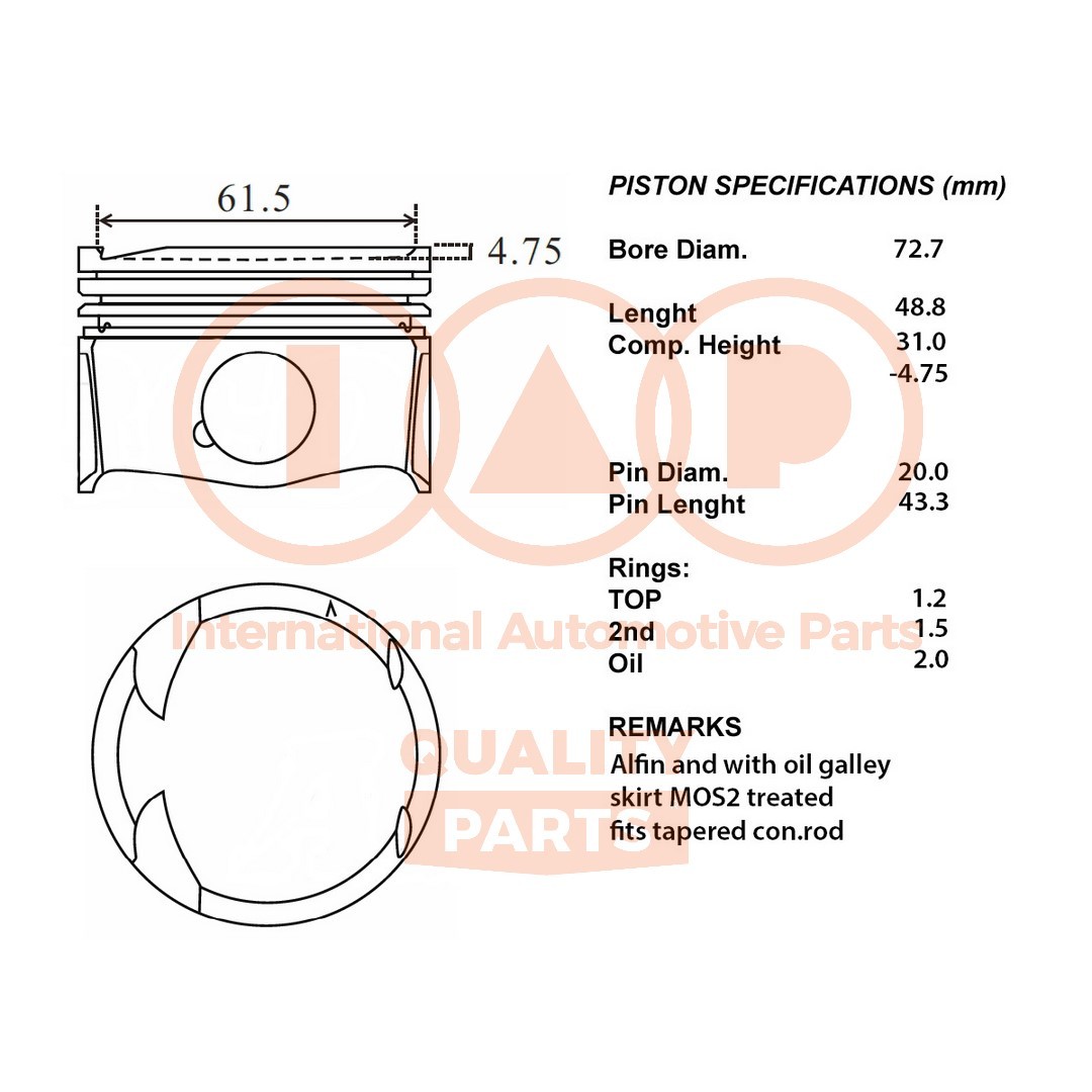IAP QUALITY PARTS Êmbolo Número de artigo: 100-29021 baixo custo