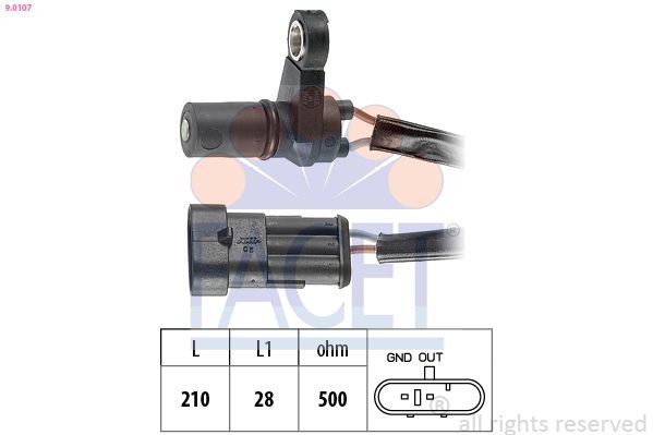 FACET 9.0107 RPM Sensor, automatic transmission ASTRA 2.0 i 115 PS Petrol 1998