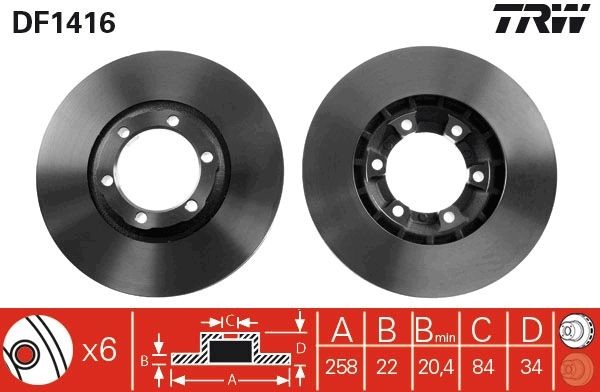 TRW Brake disc Article number: DF1416 cheaply