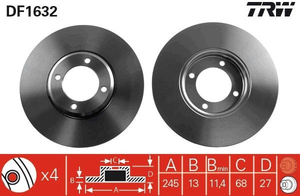 TRW Brake disc Article number: DF1632 cheaply