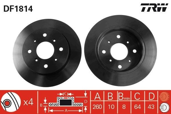 TRW Brake disc Article number: DF1814 cheaply