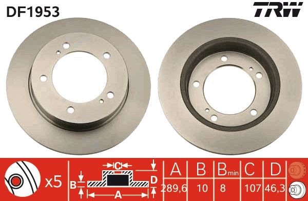 TRW Brake disc Article number: DF1953 cheaply