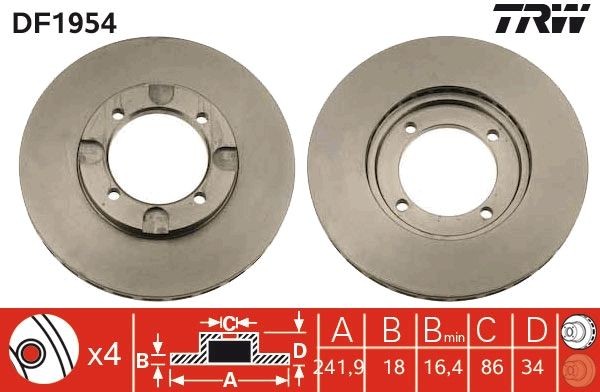 TRW Brake disc Article number: DF1954 cheaply