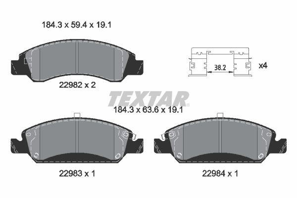 TEXTAR Brake pad set Article number: 2298201 cheaply
