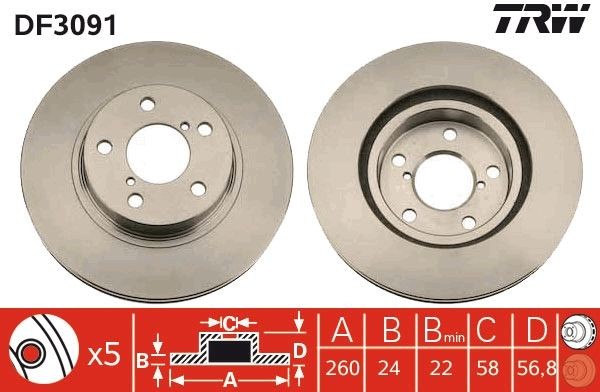 TRW Brake disc Article number: DF3091 cheaply