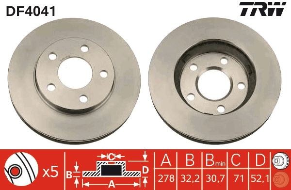 TRW Brake disc Article number: DF4041 cheaply