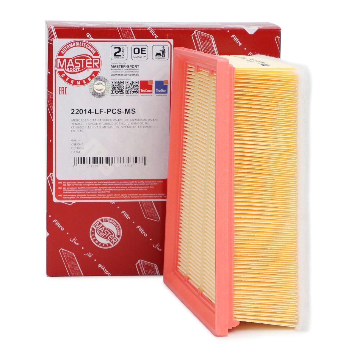 MASTER-SPORT Air filter Article number: 22014-LF-PCS-MS cheaply