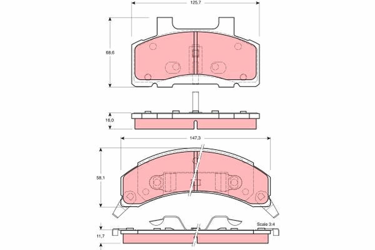 TRW Brake pad set Article number: GDB4005 cheaply