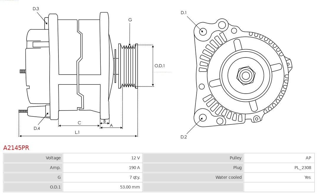 AS-PL Alternator Article number: A2145PR cheaply