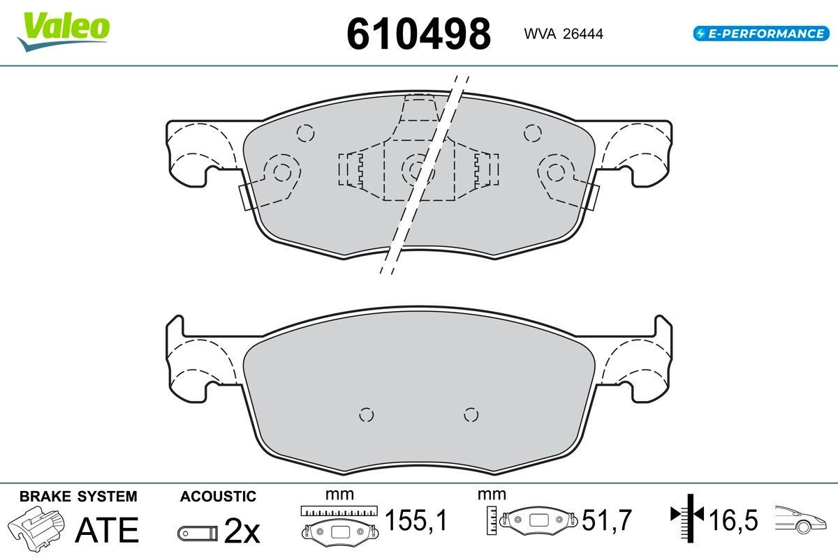 VALEO Brake pad set Article number: 610498 cheaply