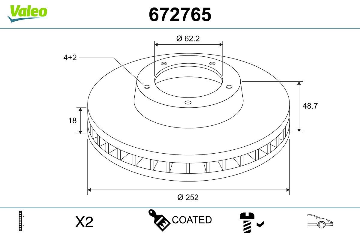 VALEO Brake disc Article number: 672765 cheaply
