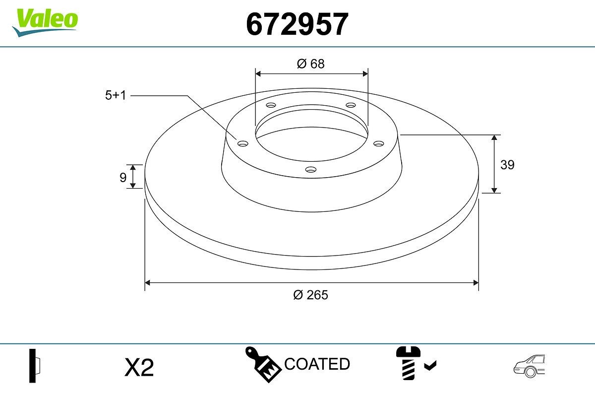 VALEO Brake disc Article number: 672957 cheaply