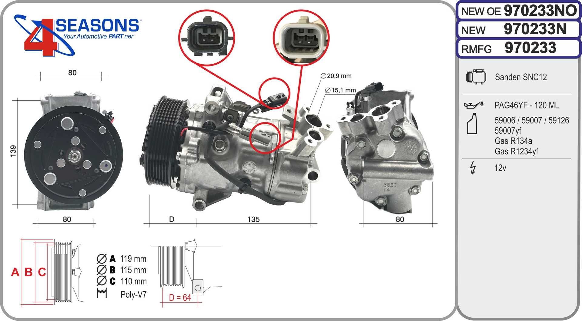 AHE Air conditioning compressor Article number: 970233 cheaply