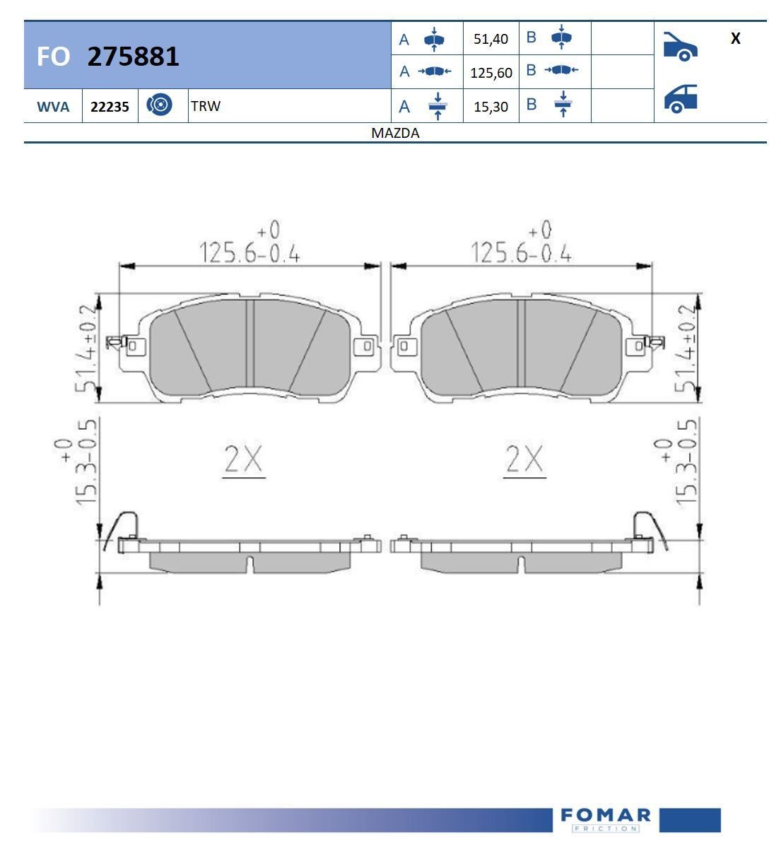 FOMAR Friction Bremseklodser Varenummer: FO 275881 billige
