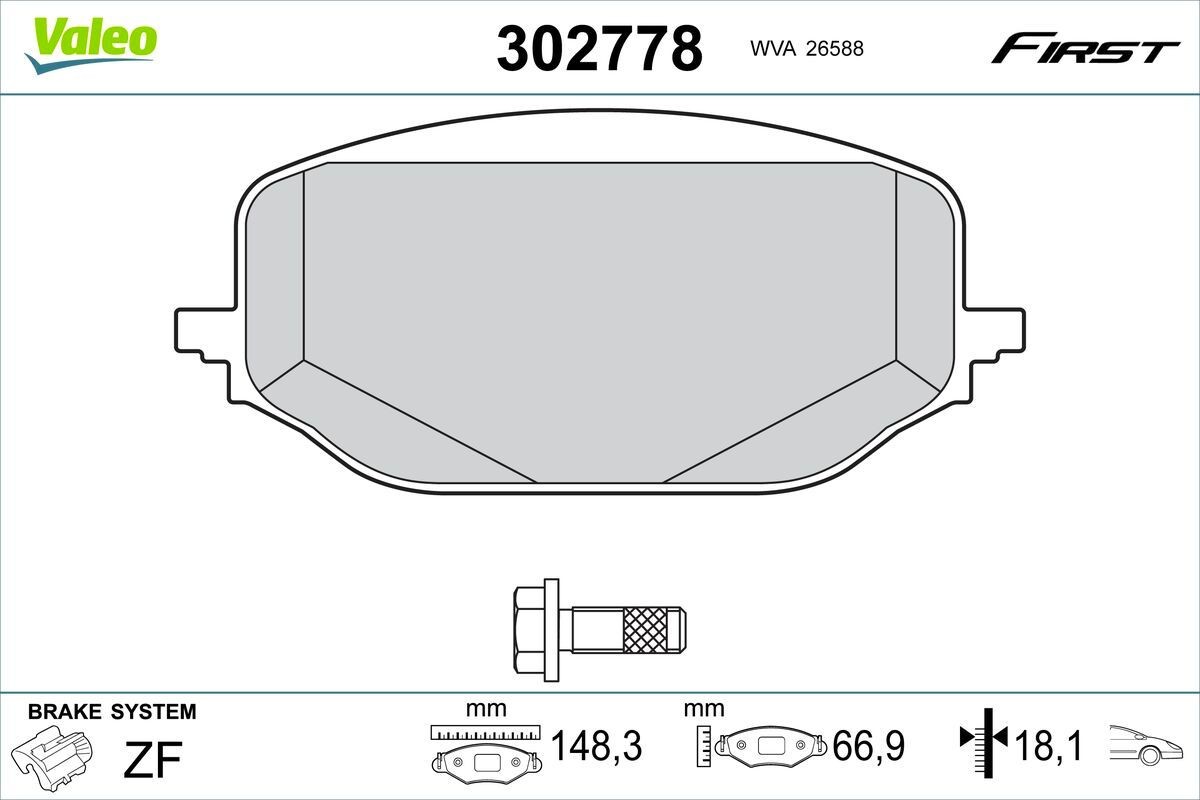 VALEO Brake pad set Article number: 302778 cheaply