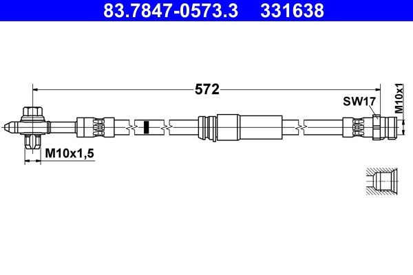 ATE Brake hose Article number: 83.7847-0573.3 cheaply