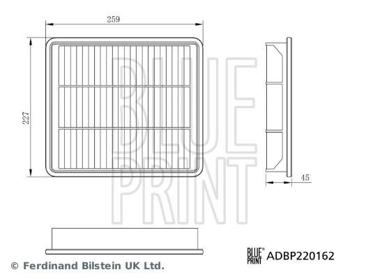 BLUE PRINT Air filter Article number: ADBP220162 cheaply