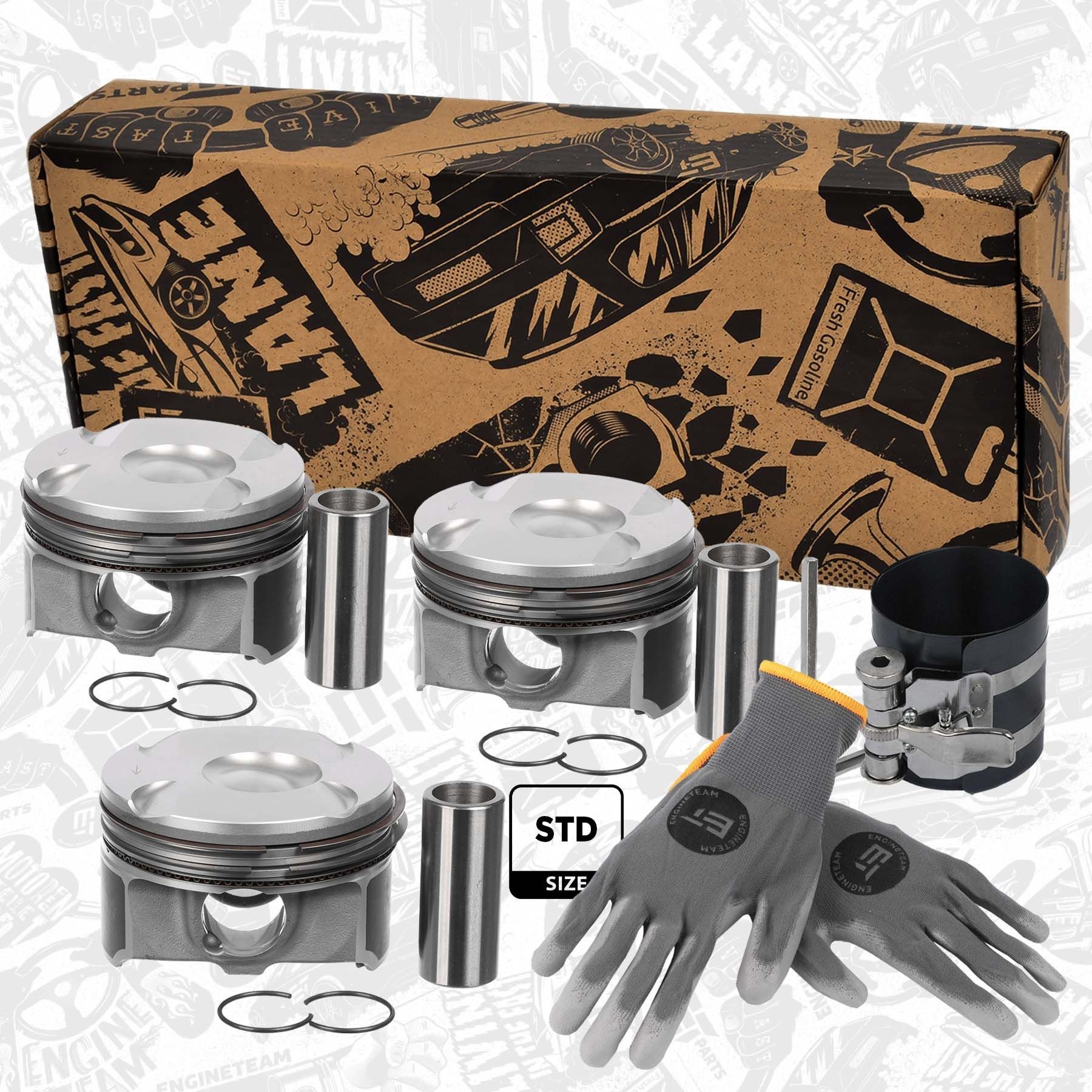 ET ENGINETEAM PM015000VR1 Piston Set FOCUS 1.0 EcoBoost mHEV Flex 125 PS Petrol/Ethanol/Electric