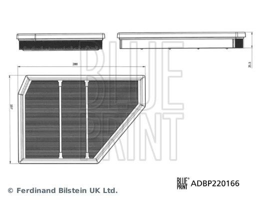 BLUE PRINT Air filter Article number: ADBP220166 cheaply