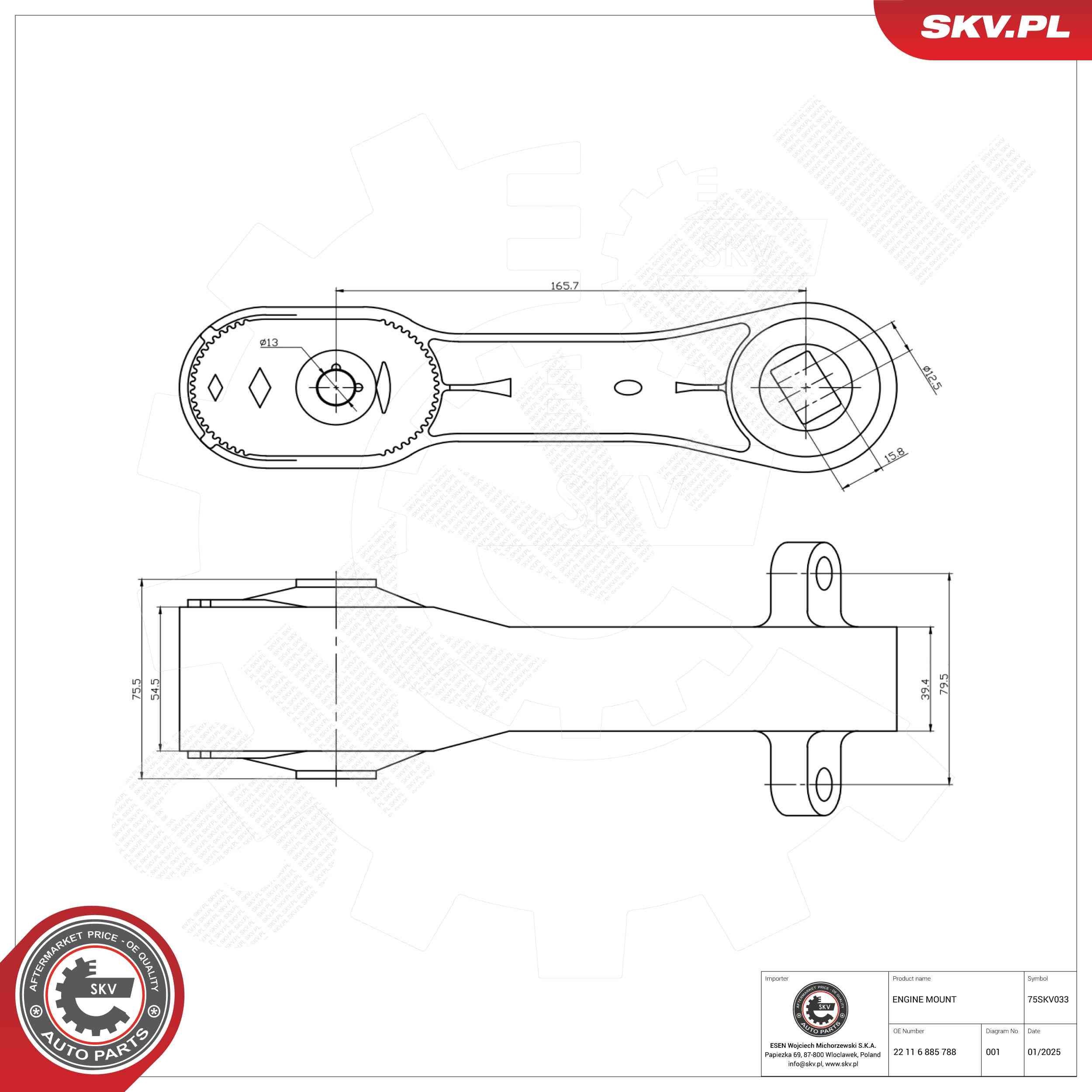 ESEN SKV Engine mount Article number: 75SKV033 cheaply