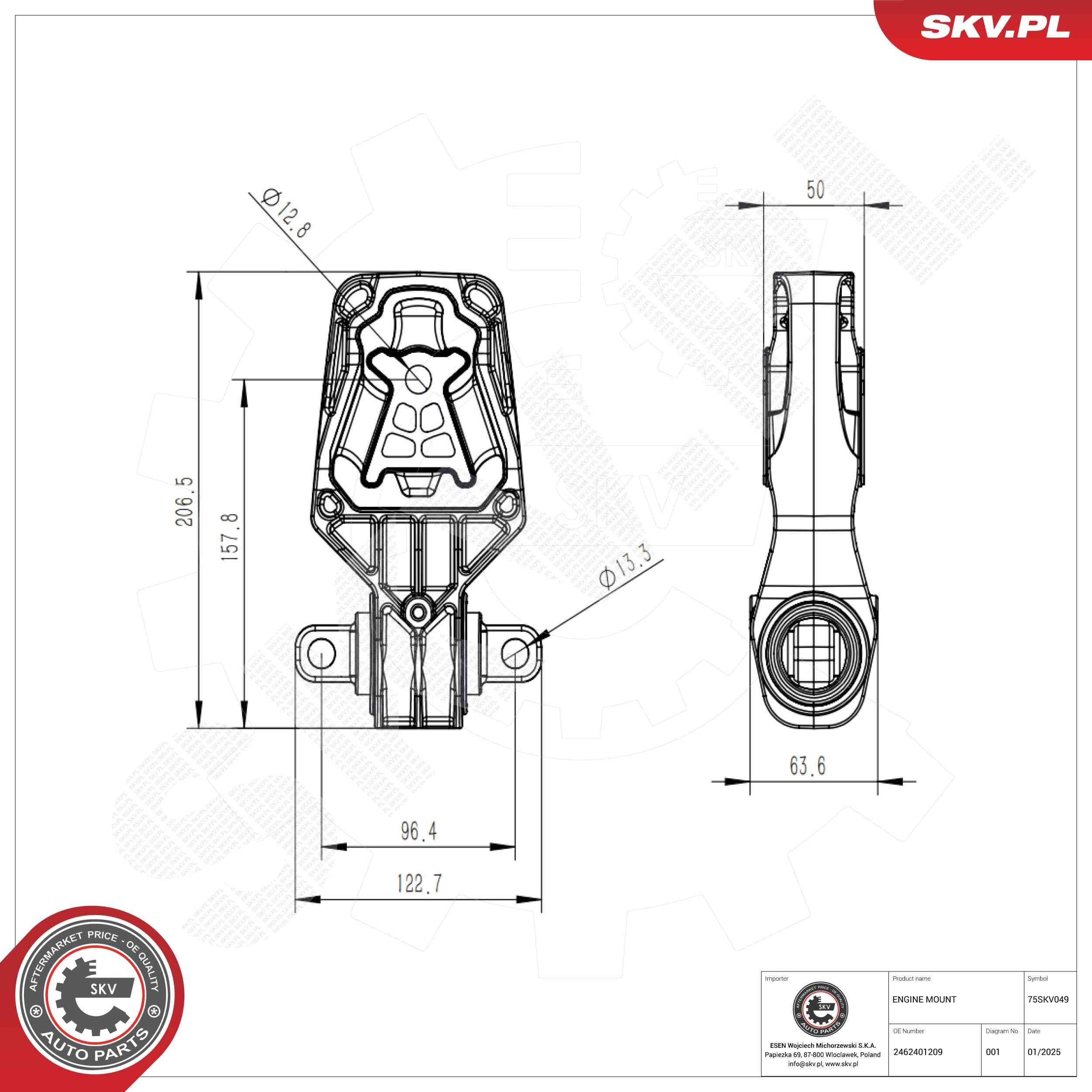 ESEN SKV Engine mount Article number: 75SKV049 cheaply