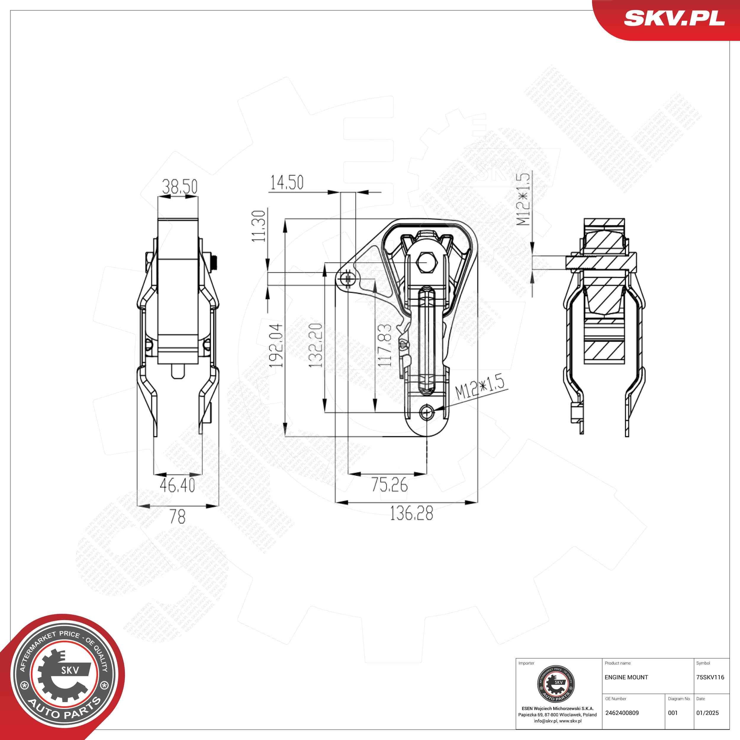 ESEN SKV Engine mount Article number: 75SKV116 cheaply