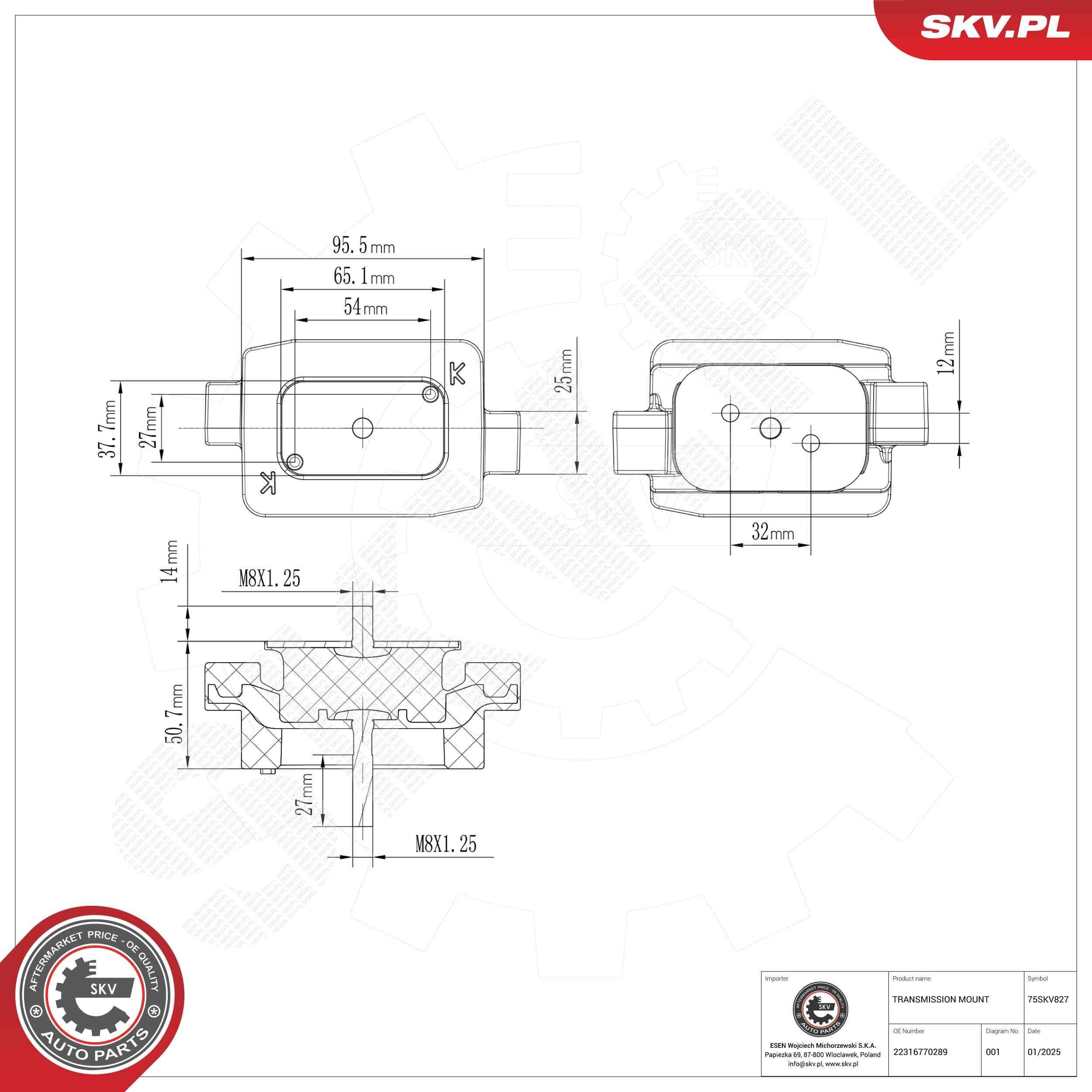 ESEN SKV Mounting, manual transmission Article number: 75SKV827 cheaply