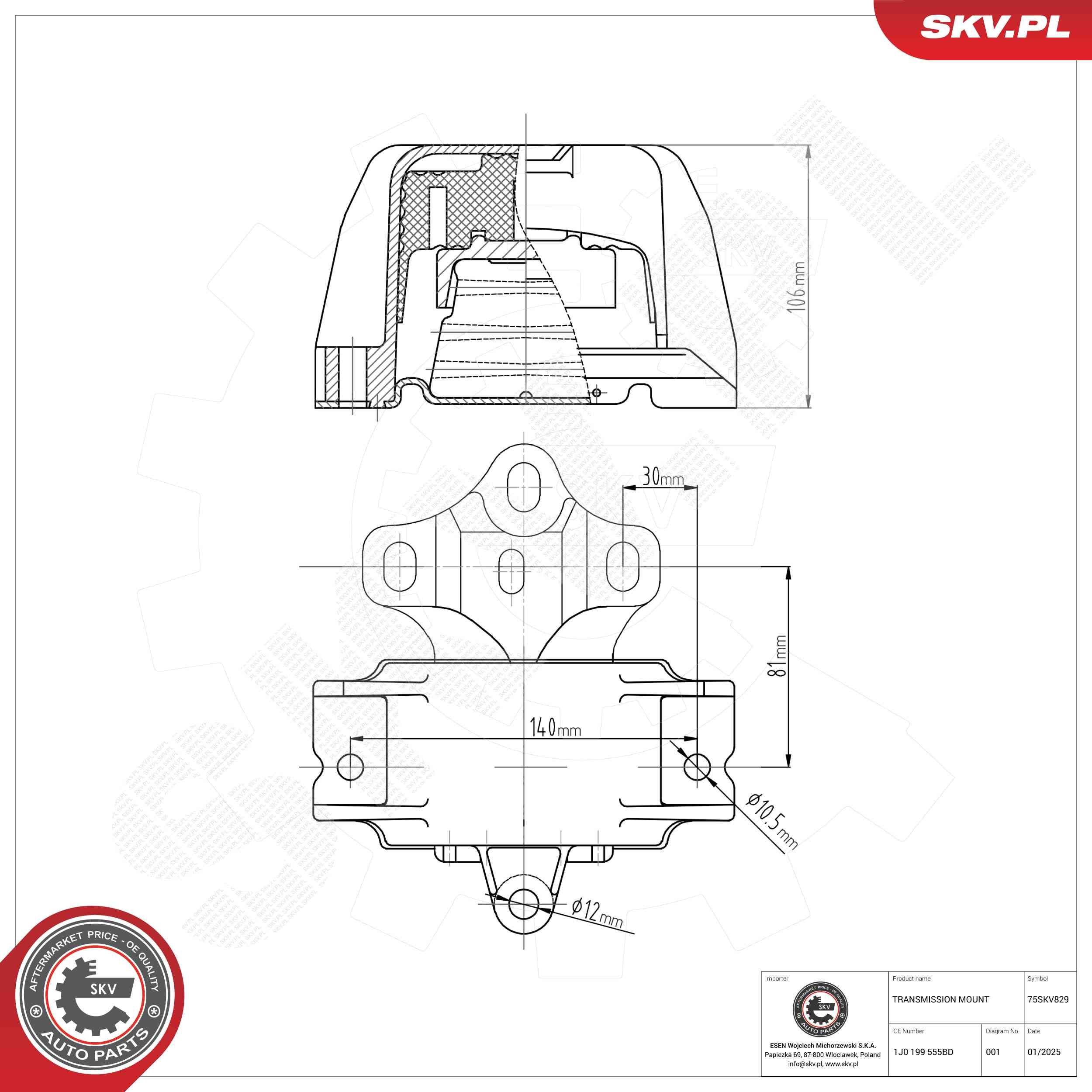 ESEN SKV Mounting, manual transmission Article number: 75SKV829 cheaply
