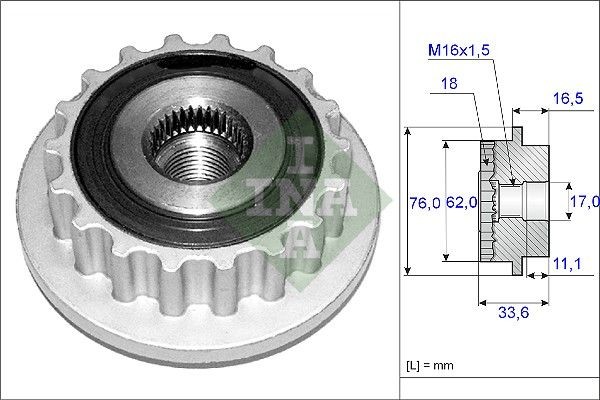 INA Alternator Freewheel Clutch Article number: 535 0118 10 cheaply