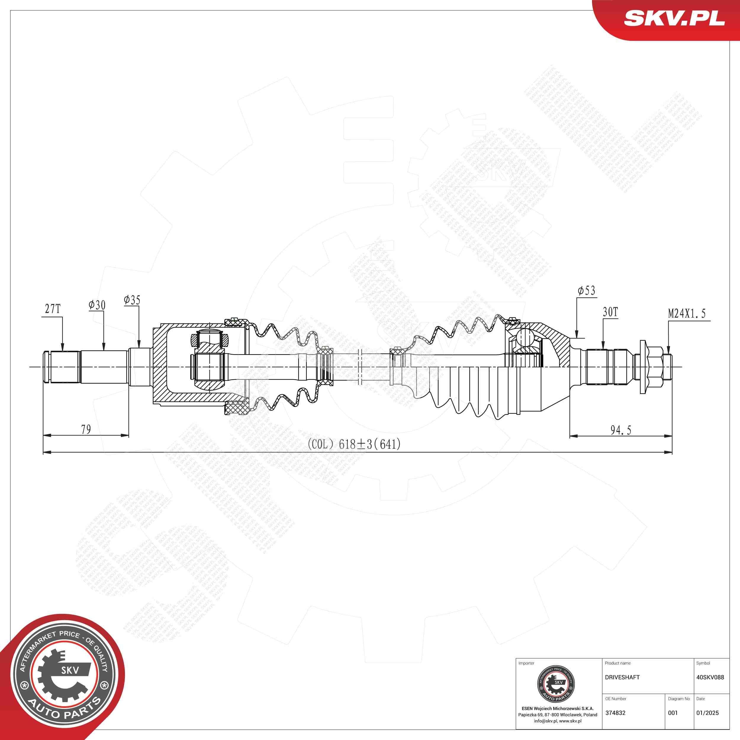ESEN SKV Drive shaft Article number: 40SKV088 cheaply