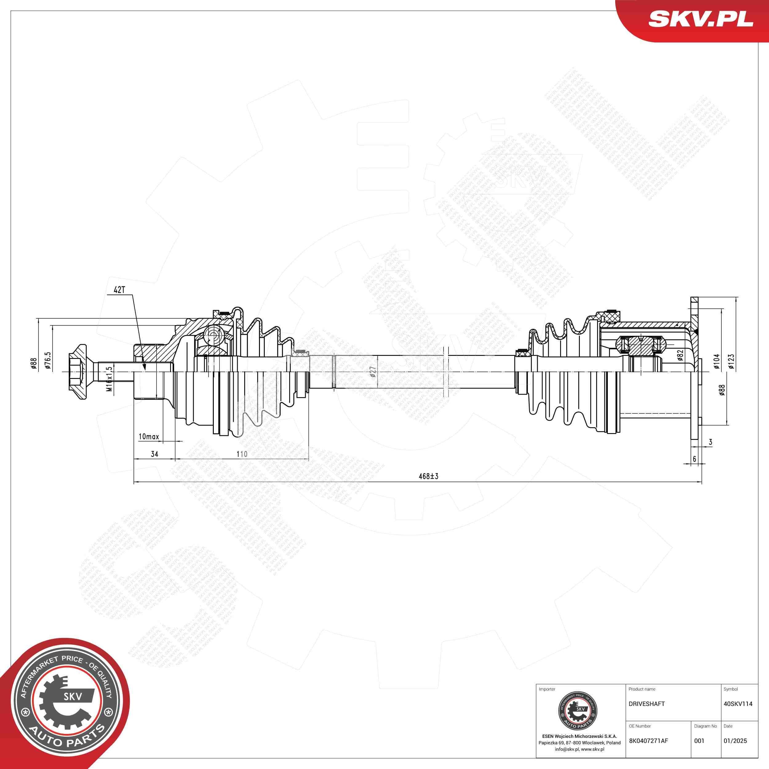 ESEN SKV Drive shaft Article number: 40SKV114 cheaply