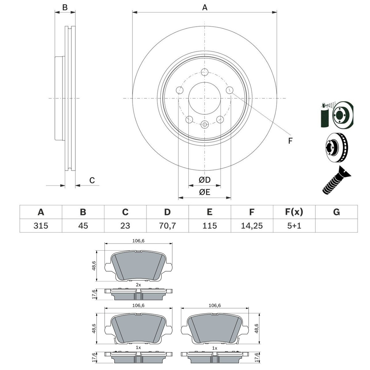 BOSCH Brake discs and pads set Article number: BSH3405N0308 cheaply