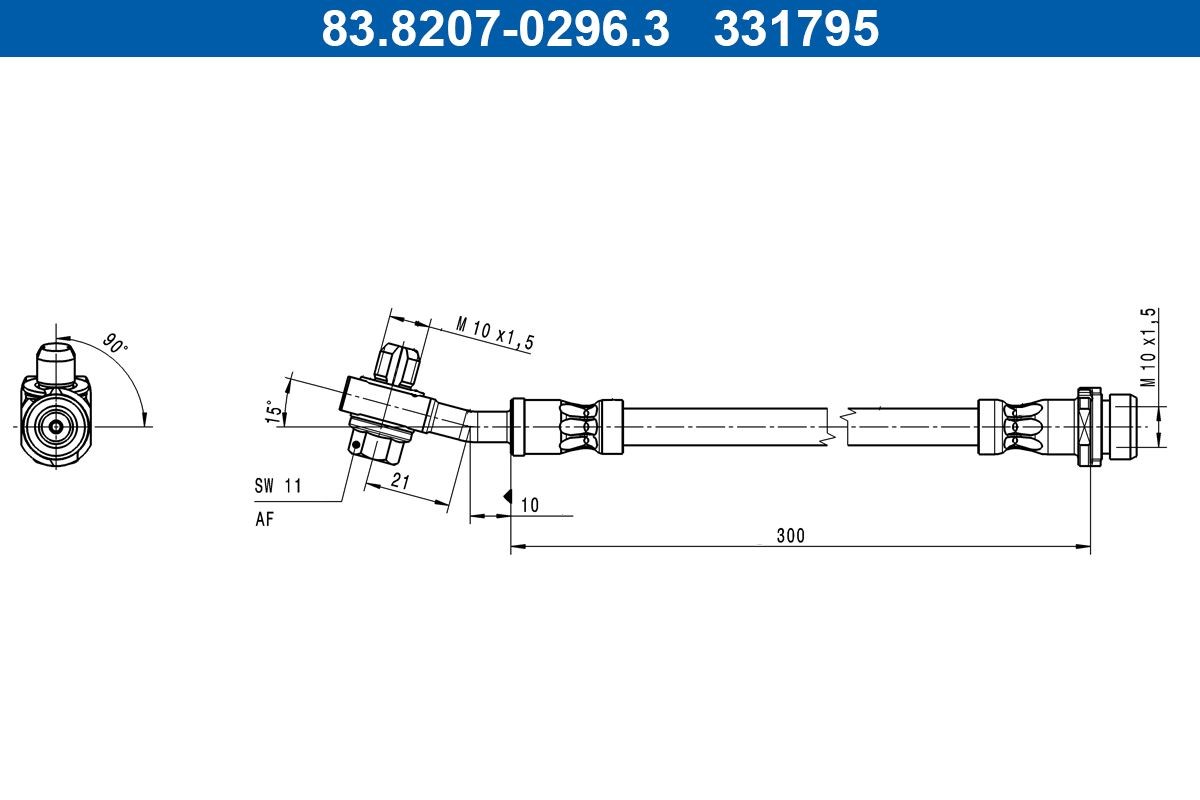 ATE Brake hose Article number: 83.8207-0296.3 cheaply
