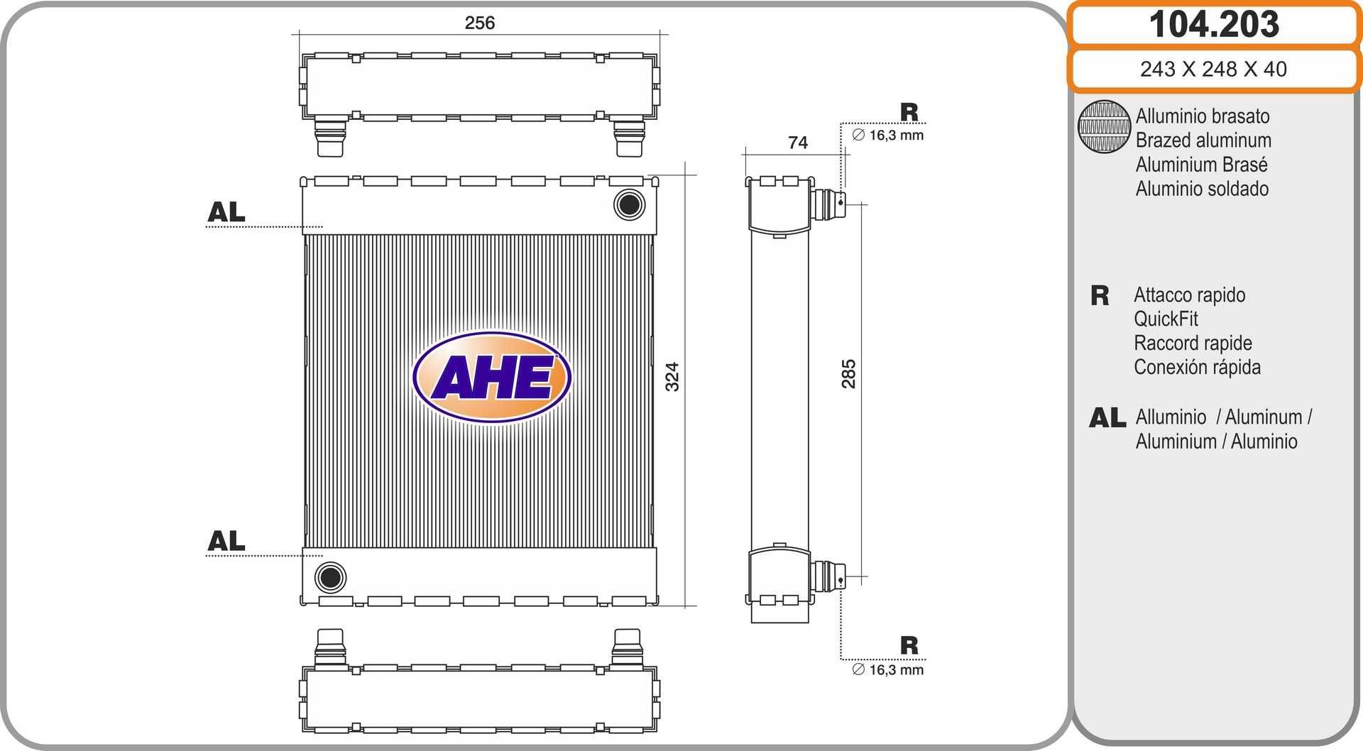 AHE Engine radiator Article number: 104.203 cheaply