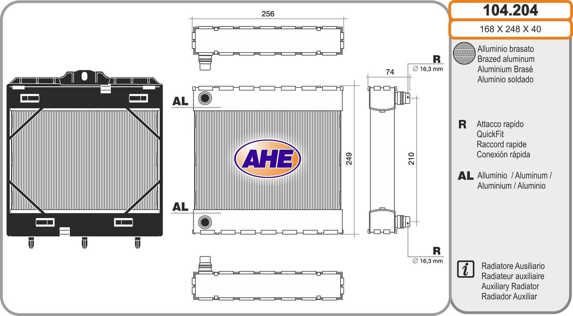 AHE Engine radiator Article number: 104.204 cheaply