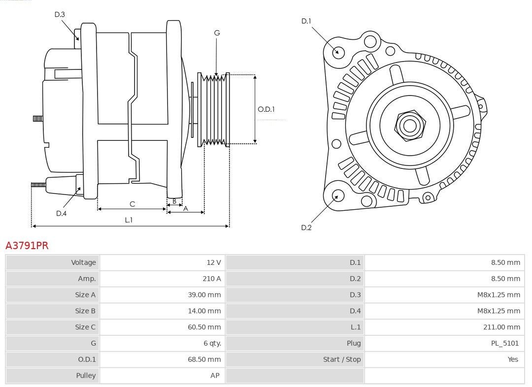 AS-PL Generator Varenummer: A3791PR billige