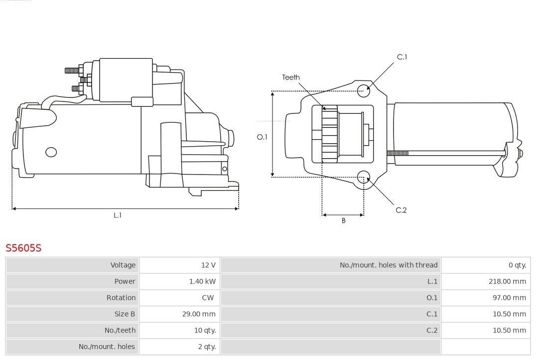 AS-PL Starter motor Article number: S5605S cheaply