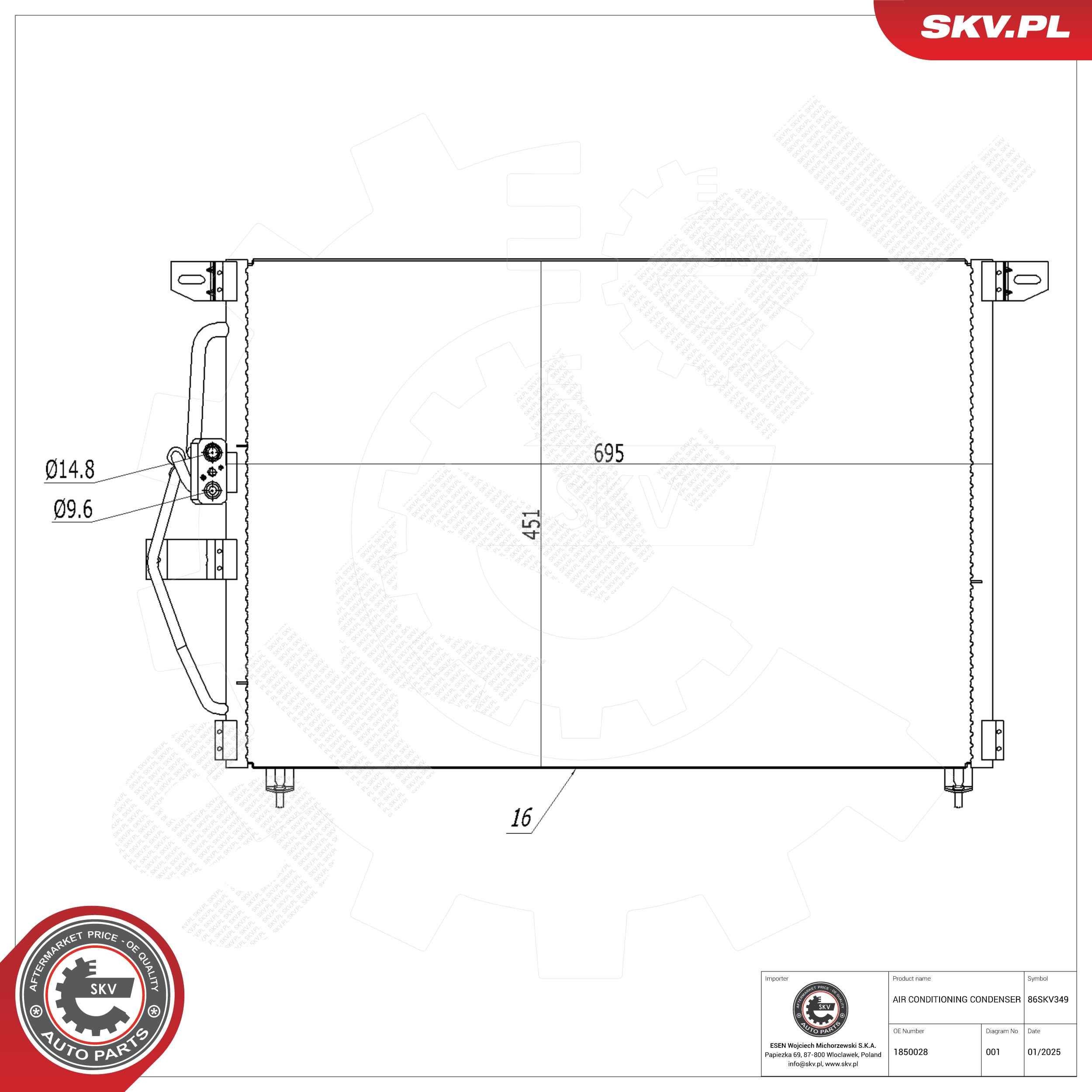 ESEN SKV Air conditioning condenser Article number: 86SKV349 cheaply