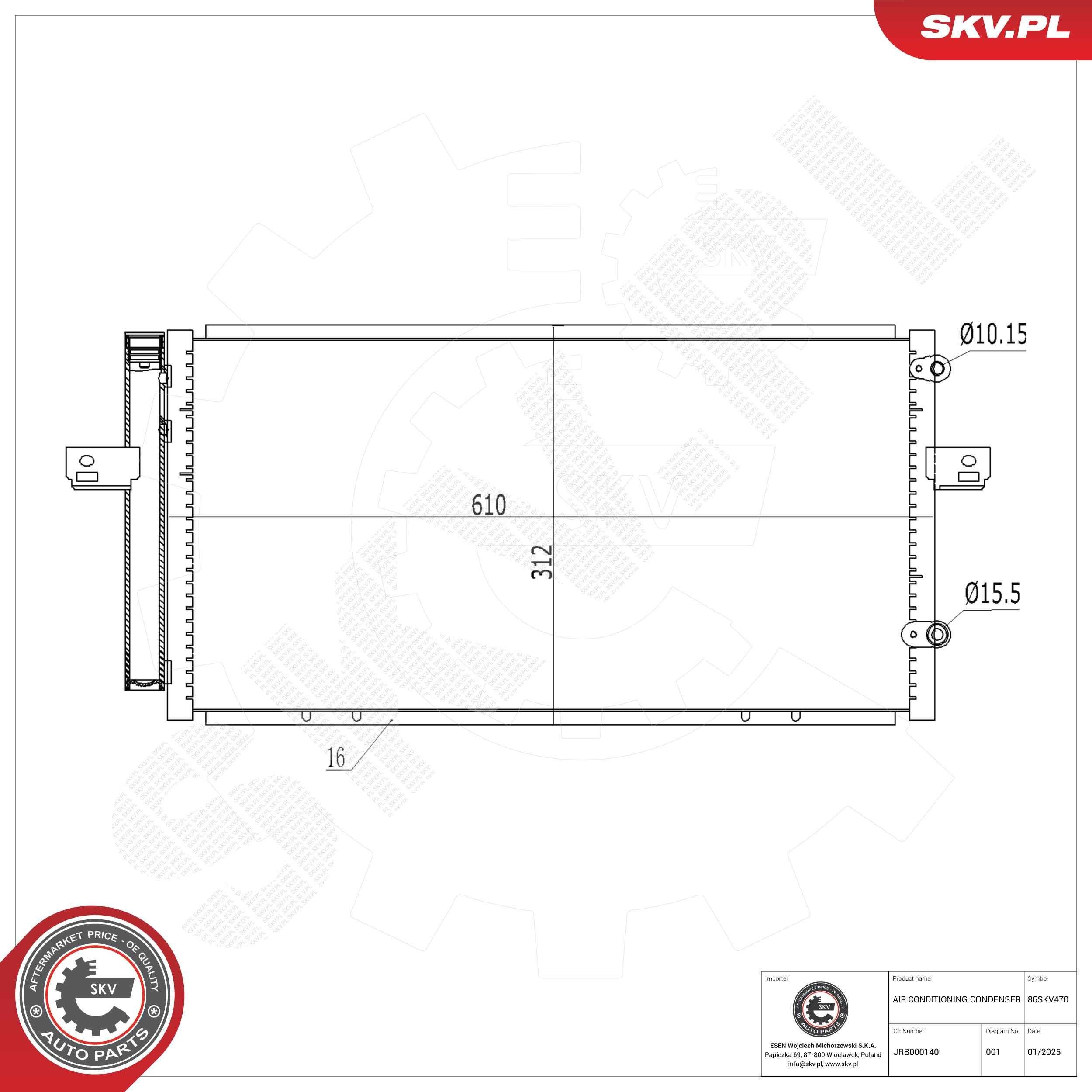 ESEN SKV Air conditioning condenser Article number: 86SKV470 cheaply