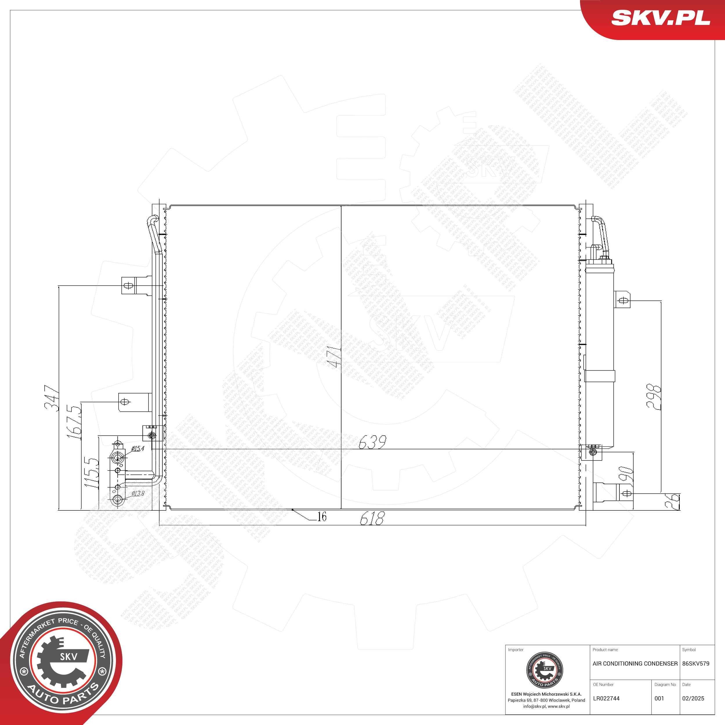 ESEN SKV Air conditioning condenser Article number: 86SKV579 cheaply