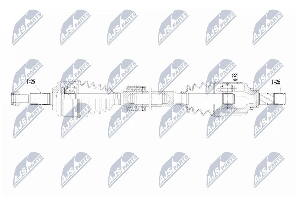 NTY Drive shaft Article number: NPW-RE-217 cheaply